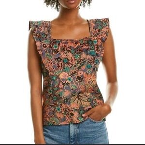 A.L.C. Portia Floral Square Neck Flutter Top